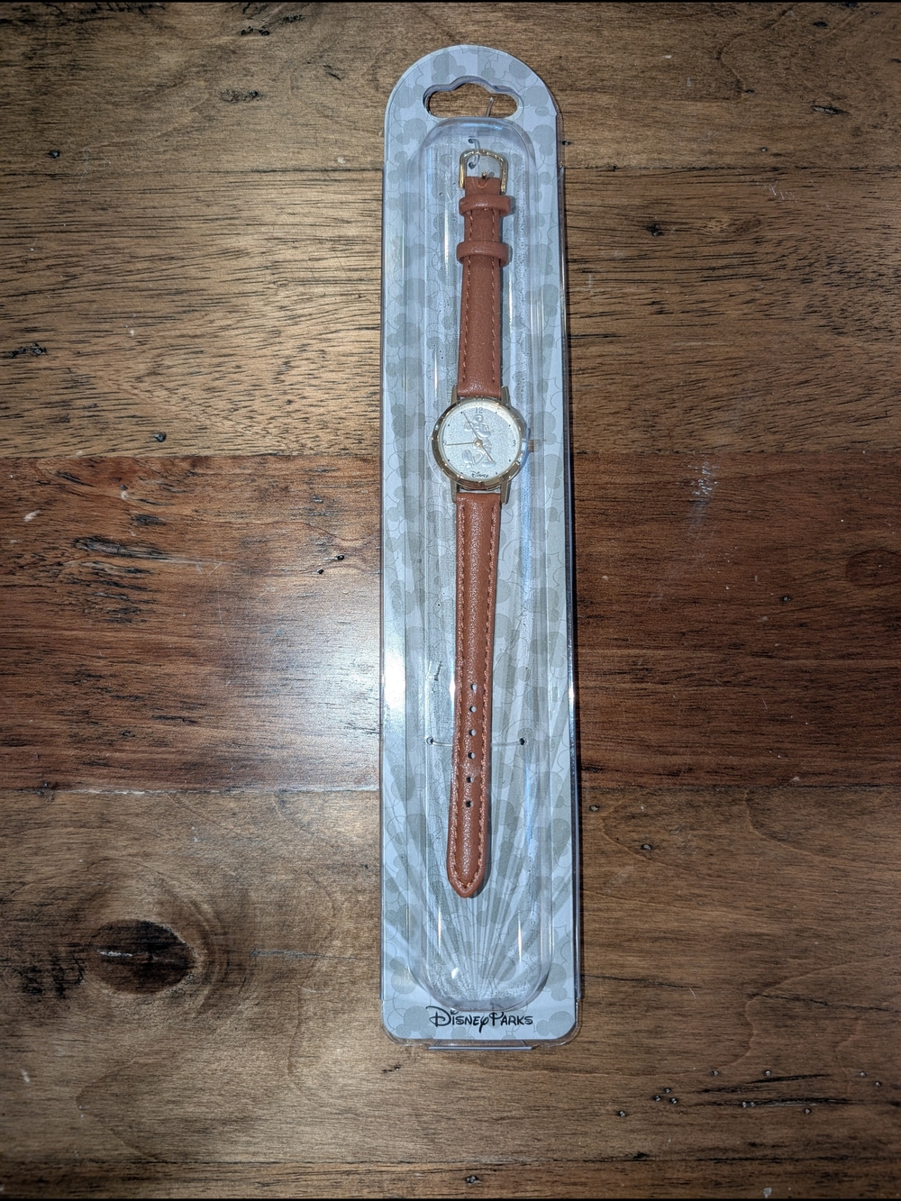 Vintage Disney Mickey Mouse Watch. Gold Case With Leather Band.